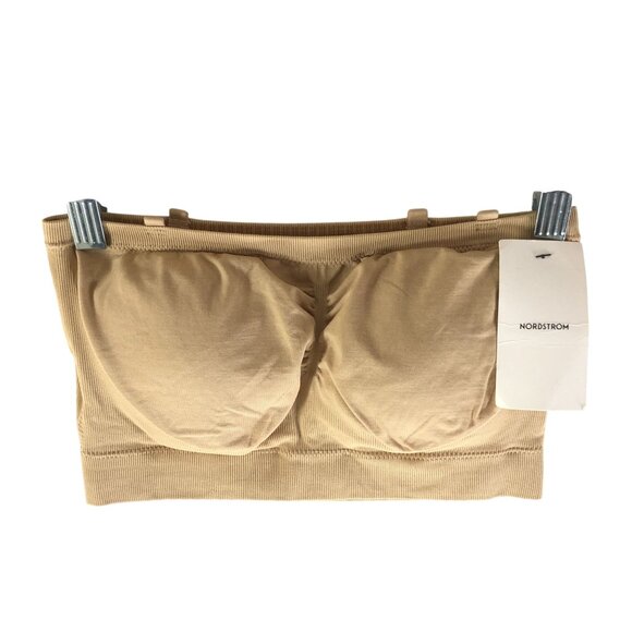Nordstrom Bandeau Strapless Bra Wireless Removable Cups Beige M - Picture 1 of 3